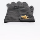 CHANEL COCO Mark Gloves Leather Black CC Auth 163864-7