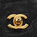 CHANEL COCO Mark Gloves Leather Black CC Auth 163864-8