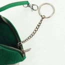 CHANEL Coin Purse Leather Green Silver CC Auth 163866V-15