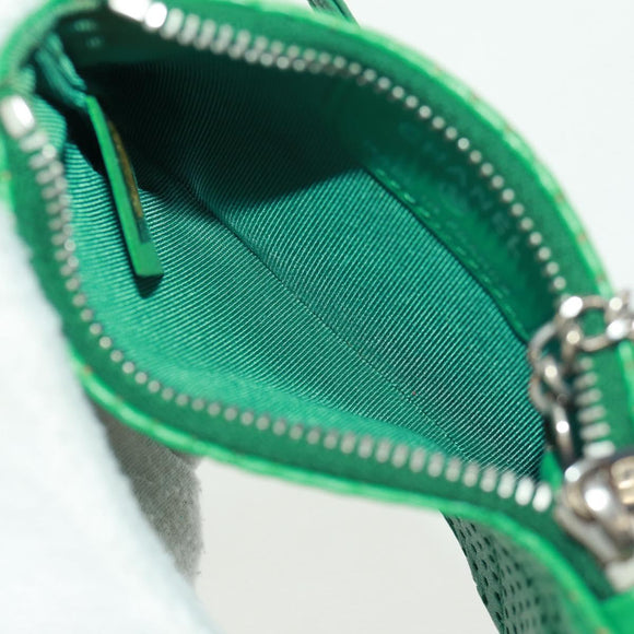 CHANEL Coin Purse Leather Green Silver CC Auth 163866V