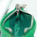 CHANEL Coin Purse Leather Green Silver CC Auth 163866V-19