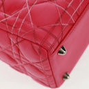 Christian Dior Lady Dior Hand Bag Lamb Skin 2way Pink Silver Auth 163880SAM-17