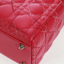 Christian Dior Lady Dior Hand Bag Lamb Skin 2way Pink Silver Auth 163880SAM-18