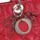 Christian Dior Lady Dior Hand Bag Lamb Skin 2way Pink Silver Auth 163880SAM-21
