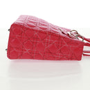 Christian Dior Lady Dior Hand Bag Lamb Skin 2way Pink Silver Auth 163880SAM-5