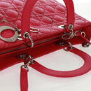 Christian Dior Lady Dior Hand Bag Lamb Skin 2way Pink Silver Auth 163880SAM-7