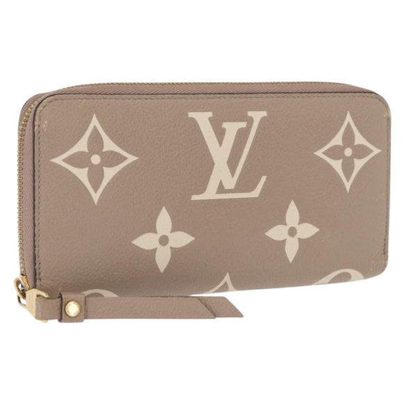 LOUIS VUITTON Bicolor Monogram Empreinte Zippy Wallet Grau M69794 Auth 163886A