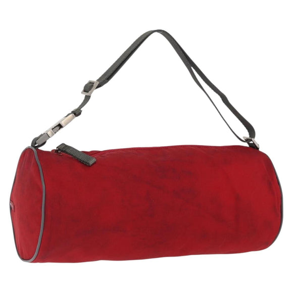 PRADA Sports Shoulder Bag Nylon Red Silver Auth 163901