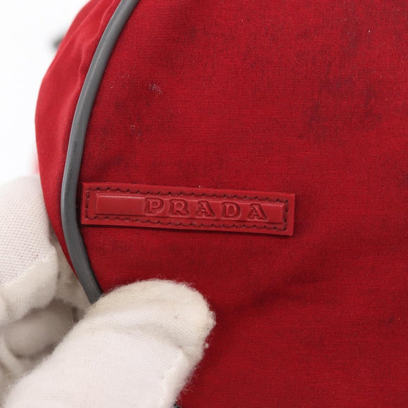 PRADA Sports Shoulder Bag Nylon Red Silver Auth 163901