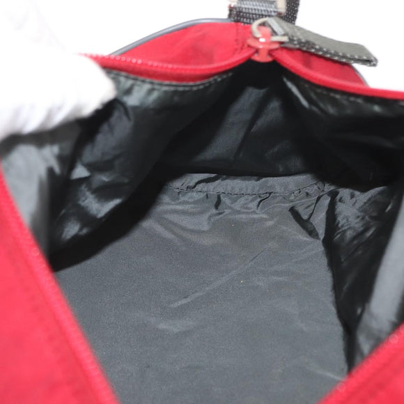PRADA Sports Shoulder Bag Nylon Red Silver Auth 163901