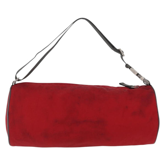 PRADA Sports Shoulder Bag Nylon Red Silver Auth 163901