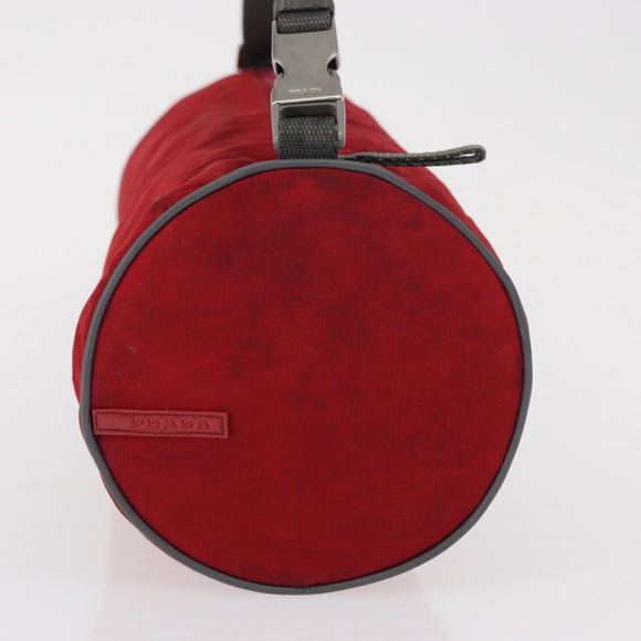 PRADA Sports Shoulder Bag Nylon Red Silver Auth 163901