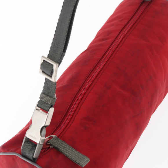 PRADA Sports Shoulder Bag Nylon Red Silver Auth 163901