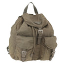 PRADA Backpack Nylon Khaki Silver Auth 163902-1