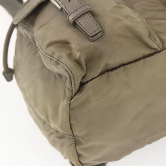 PRADA Backpack Nylon Khaki Silver Auth 163902