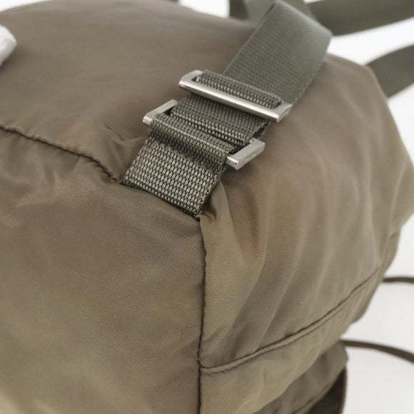PRADA Backpack Nylon Khaki Silver Auth 163902