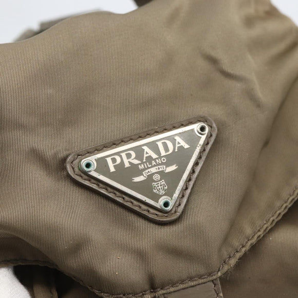 PRADA Backpack Nylon Khaki Silver Auth 163902