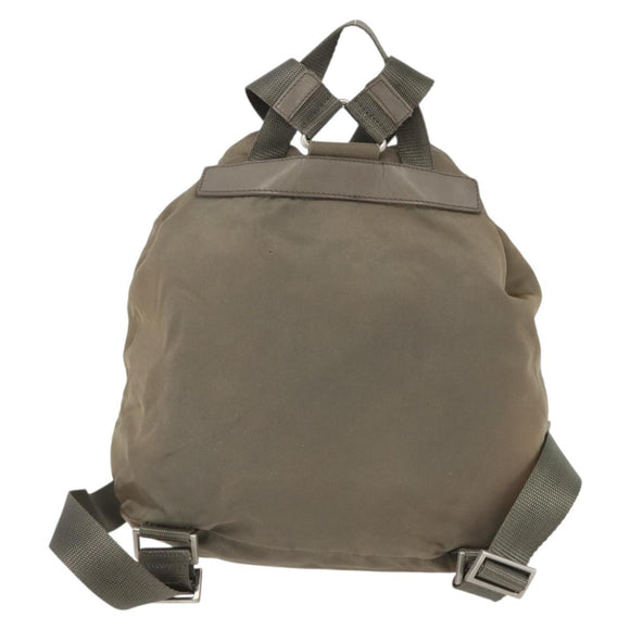 PRADA Backpack Nylon Khaki Silver Auth 163902