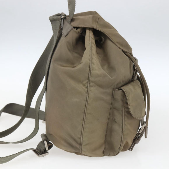 PRADA Backpack Nylon Khaki Silver Auth 163902