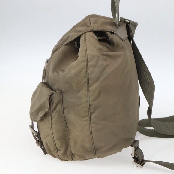 PRADA Backpack Nylon Khaki Silver Auth 163902