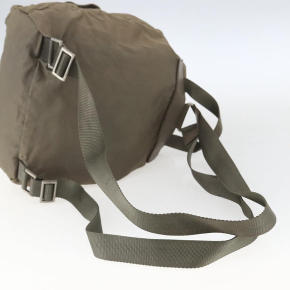 PRADA Backpack Nylon Khaki Silver Auth 163902