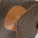 CELINE Macadam Canvas Boston Bag PVC Leather Brown Gold Auth 163903-10