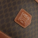 CELINE Macadam Canvas Boston Bag PVC Leather Brown Gold Auth 163903-15