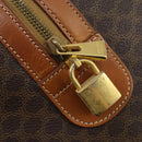 CELINE Macadam Canvas Boston Bag PVC Leather Brown Gold Auth 163903-19