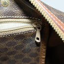 CELINE Macadam Canvas Boston Bag PVC Leather Brown Gold Auth 163903-23