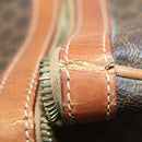 CELINE Macadam Canvas Boston Bag PVC Leather Brown Gold Auth 163903-26