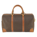CELINE Macadam Canvas Boston Bag PVC Leather Brown Gold Auth 163903-3