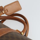 CELINE Macadam Canvas Boston Bag PVC Leather Brown Gold Auth 163903-8