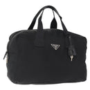 PRADA Boston Bag Nylon 2way Black Silver Auth 163905A-1