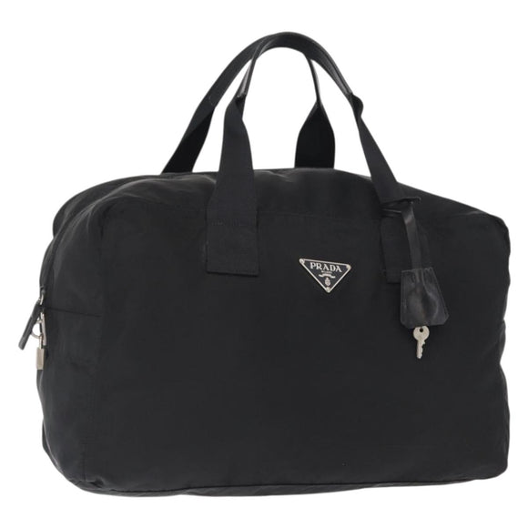 PRADA Boston Bag Nylon 2way Black Silver Auth 163905A