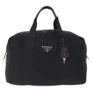PRADA Boston Bag Nylon 2way Black Silver Auth 163905A-13