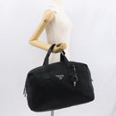 PRADA Boston Bag Nylon 2way Black Silver Auth 163905A-22