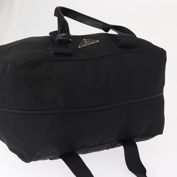 PRADA Boston Bag Nylon 2way Black Silver Auth 163905A