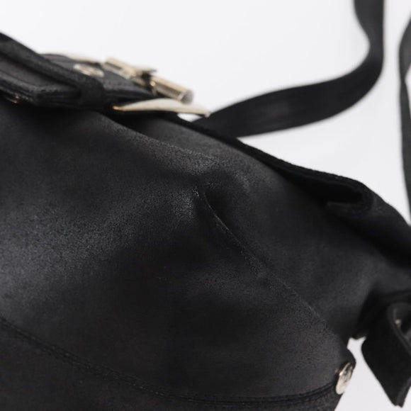 CELINE Shoulder Bag Leather Black Gold Auth 163914