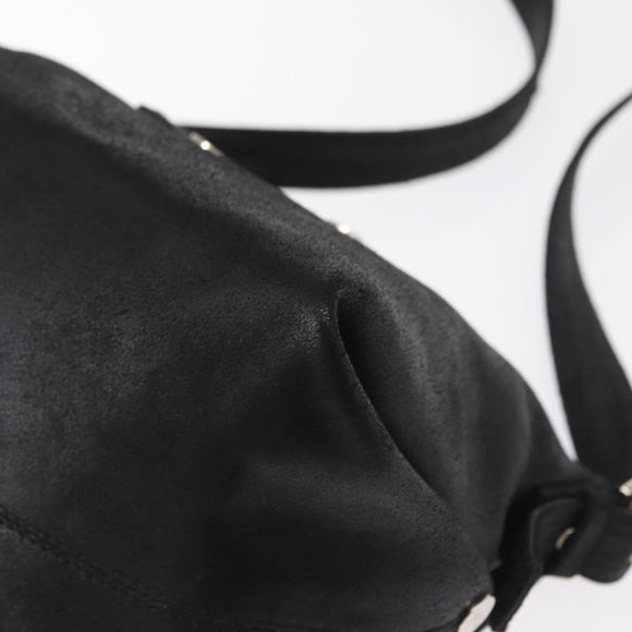 CELINE Shoulder Bag Leather Black Gold Auth 163914