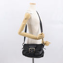 CELINE Shoulder Bag Leather Black Gold Auth 163914-22