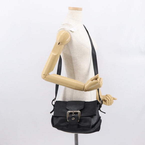 CELINE Shoulder Bag Leather Black Gold Auth 163914