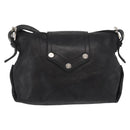 CELINE Shoulder Bag Leather Black Gold Auth 163914-2