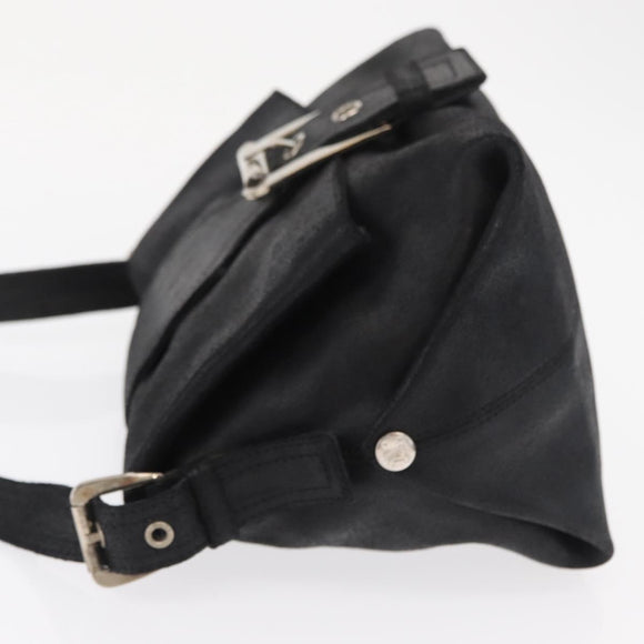 CELINE Shoulder Bag Leather Black Gold Auth 163914
