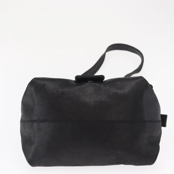 CELINE Shoulder Bag Leather Black Gold Auth 163914