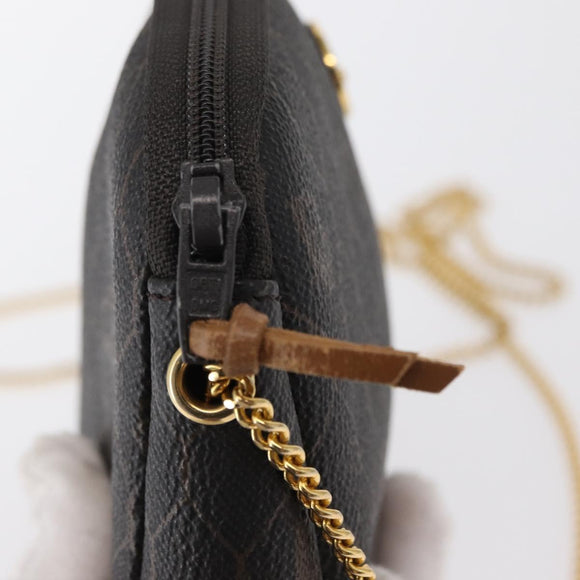 Christian Dior Honeycomb Canvas Shoulder Bag PVC Gray Gold Auth 163916
