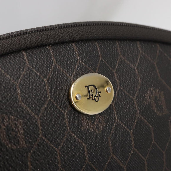 Christian Dior Honeycomb Canvas Shoulder Bag PVC Gray Gold Auth 163916