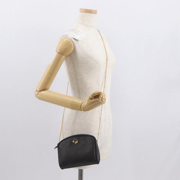 Christian Dior Honeycomb Canvas Shoulder Bag PVC Gray Gold Auth 163916