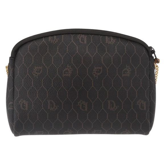 Christian Dior Honeycomb Canvas Shoulder Bag PVC Gray Gold Auth 163916