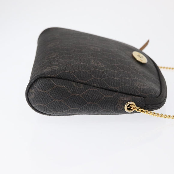 Christian Dior Honeycomb Canvas Shoulder Bag PVC Gray Gold Auth 163916