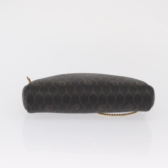 Christian Dior Honeycomb Canvas Shoulder Bag PVC Gray Gold Auth 163916
